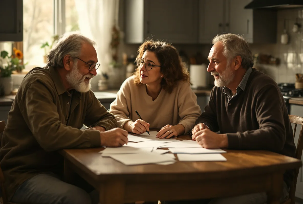 An illustrative family conversation around a table